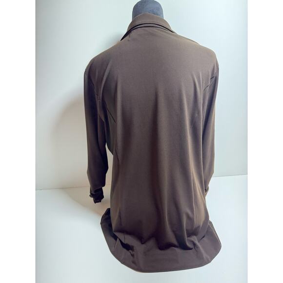 Chico’s Blazer Jacket Women Sz 2 Career Brown 3/4 Sleeve One Button Stretch - Picture 3 of 8